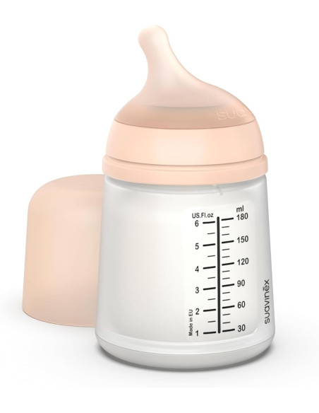 Suavinex Zero.Zero Biberón Anticólico Tetina Silicona 180 ml Flujo Lento +0 meses