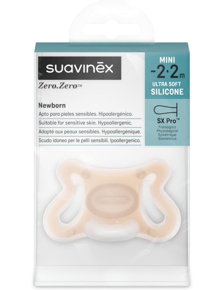 Suavinex Zero.Zero Chupete Recién Nacido Tetina Silicona SX Pro Fisiológica -2 a +2 meses