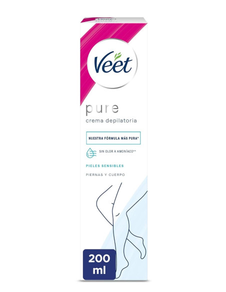 Veet Pure Crema Depilatoria Pieles Sensibles Piernas y Cuerpo 200 ml