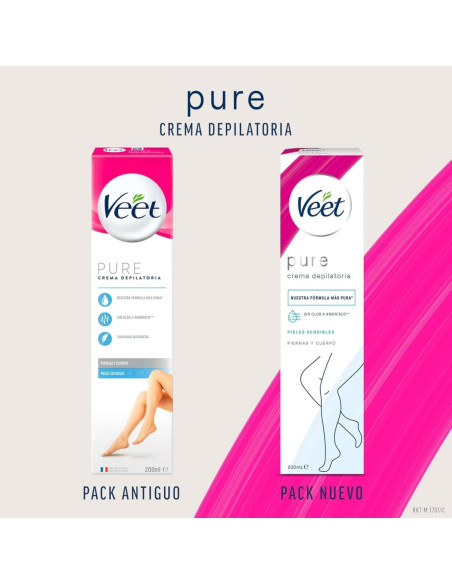 Veet Pure Crema Depilatoria Pieles Sensibles Piernas y Cuerpo 200 ml