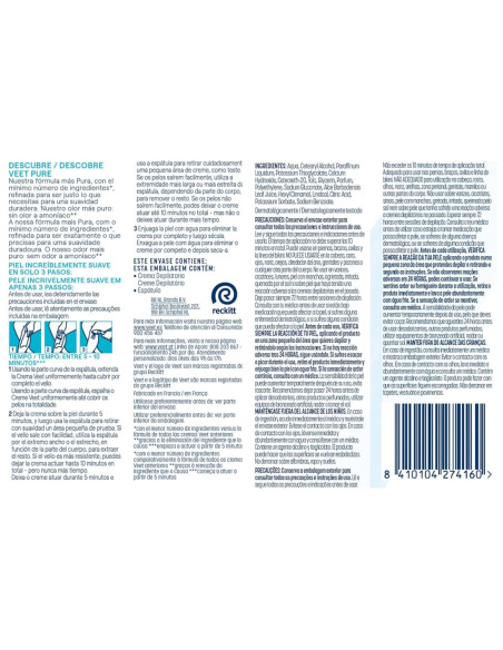 Veet Pure Crema Depilatoria Pieles Sensibles Piernas y Cuerpo 200 ml