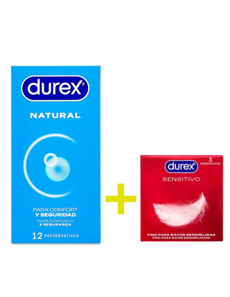 Durex Preservativo Natural Regular Fit 12 unidades + Sensitivo 3 unidades