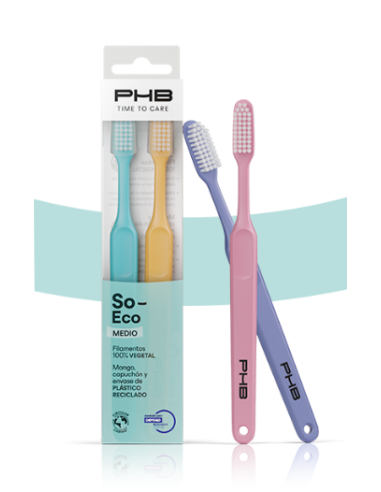 PHB Cepillo Dental Adulto So-Eco Medio 2 unidades