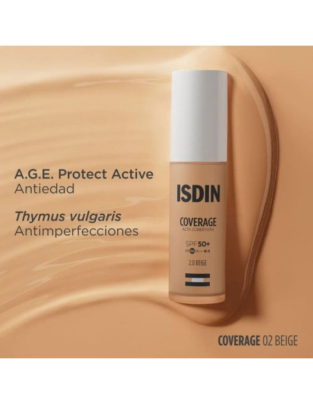 Isdin Coverage Base de Maquillaje con muy alta protección SPF 50+ Color 2.0 Beige - 30 g