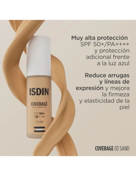 Isdin Coverage Base de Maquillaje con muy alta protección SPF 50+ Color 3.0 Sand - 30 g