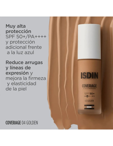 Isdin Coverage Base de Maquillaje con muy alta protección SPF 50+ Color 4.0 Golden - 30 g