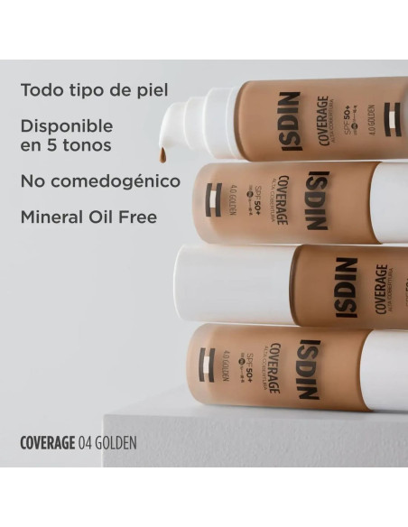 Isdin Coverage Base de Maquillaje con muy alta protección SPF 50+ Color 4.0 Golden - 30 g