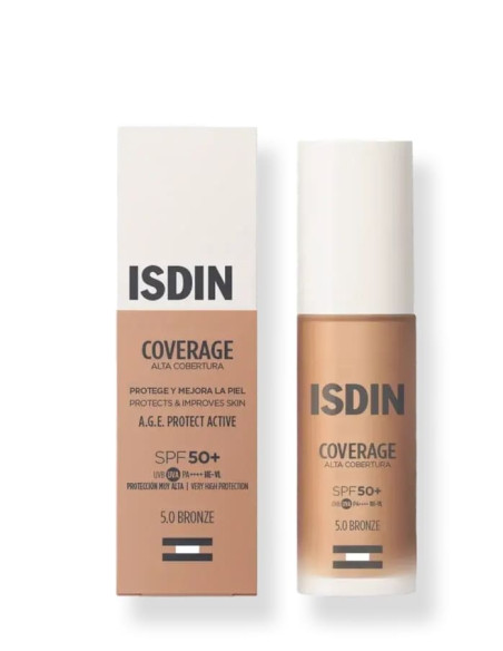 Isdin Coverage Base de Maquillaje con muy alta protección SPF 50+ Color 5.0 Bronze - 30 g