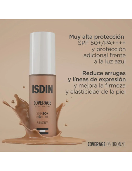 Isdin Coverage Base de Maquillaje con muy alta protección SPF 50+ Color 5.0 Bronze - 30 g