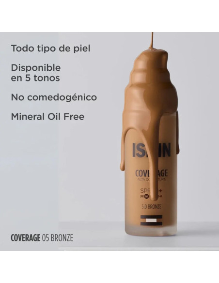 Isdin Coverage Base de Maquillaje con muy alta protección SPF 50+ Color 5.0 Bronze - 30 g