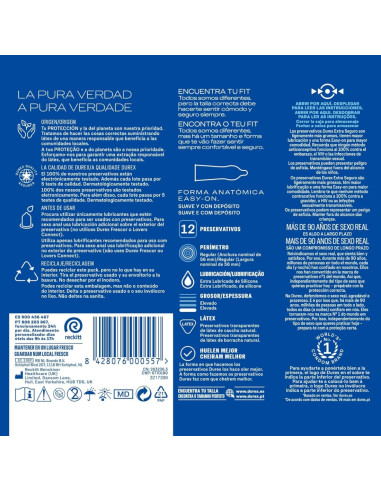 Durex Preservativo Extra Seguro Regular Fit 12...