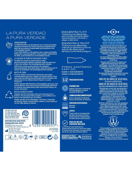 Durex Preservativo Extra Seguro Regular Fit 12 unidades