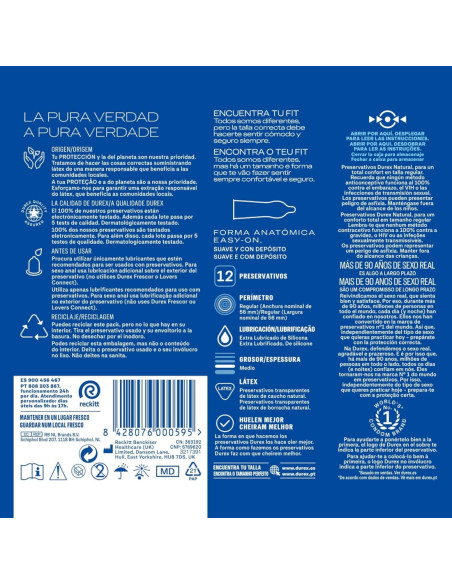 Durex Preservativo Natural Regular Fit Pack 12+12 unidades