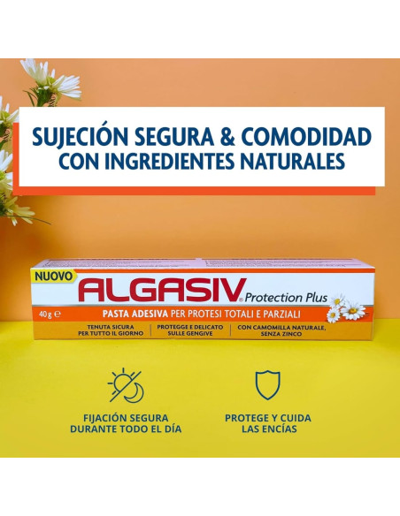 Algasiv Protection Plus Pasta Adhesiva para Prótesis Dentales Totales y Parciales 40 g