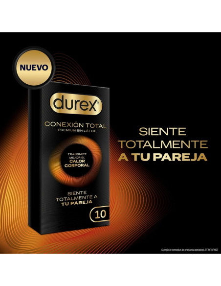 Durex Preservativo Conexión Total Premium Sin Látex Calor Corporal Regular Fit 10 unidades