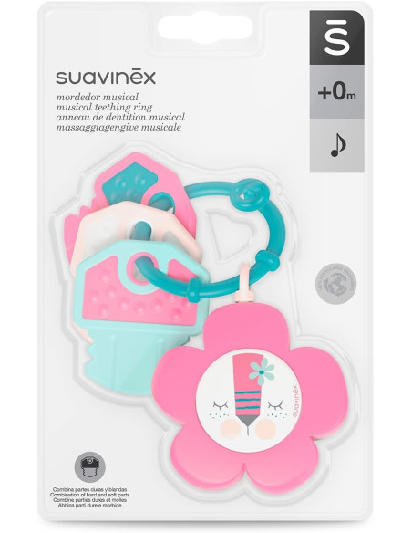 Suavinex Mordedor Llavero Musical Azul/Rosa/Amarillo +0m