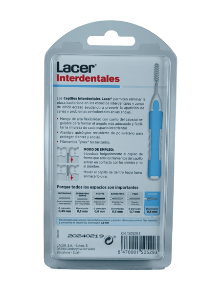 Lacer Cepillo Interdental Recto Cónico 0.8 mm 6 unidades