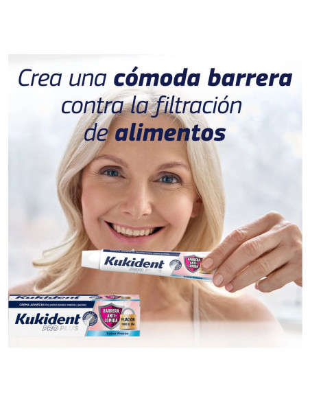 Kukident Pro Plus Barrera Anti-Comida Crema Adhesiva Prótesis Dental Sabor Fresco 40 g
