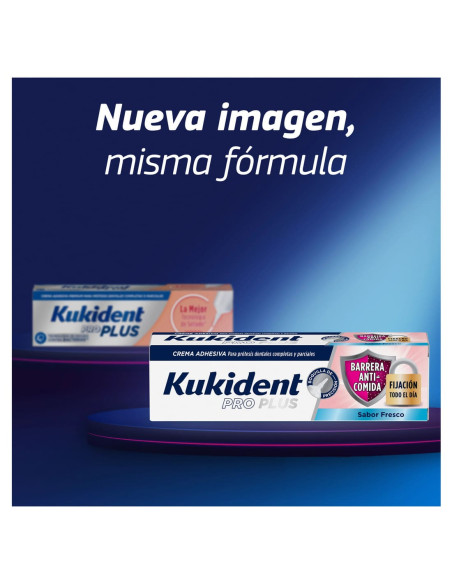 Kukident Pro Plus Barrera Anti-Comida Crema Adhesiva Prótesis Dental Sabor Fresco 40 g