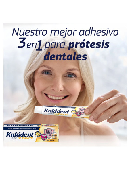 Kukident Pro Ultimate Crema Adhesiva Prótesis Dental Sin Sabor 57 g
