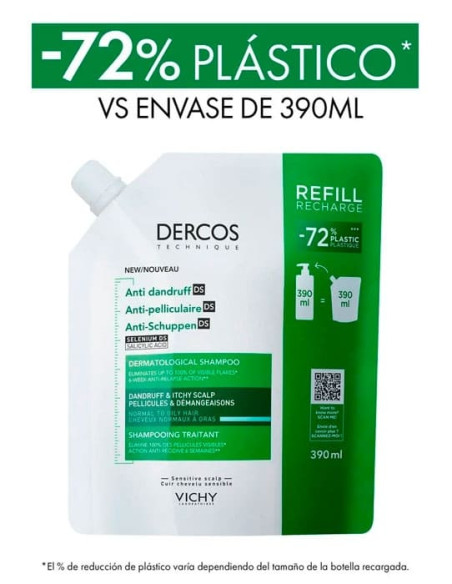 Vichy Dercos Technique Champú Anticaspa Cabello Graso Eco Refill 390 ml
