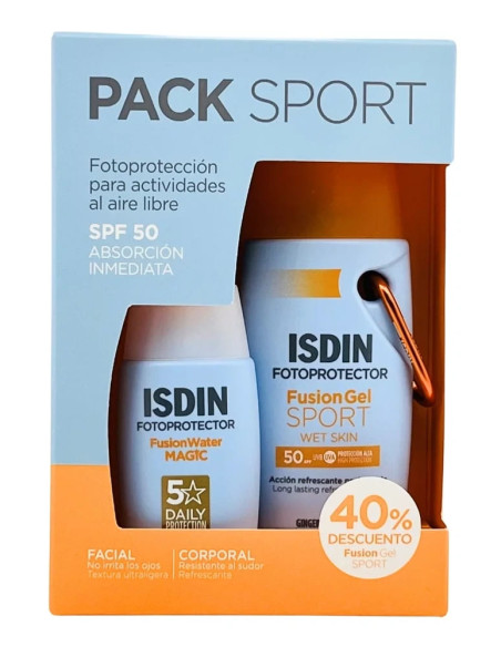 Isdin Pack Sport Fotoprotector SPF 50 Fusion Water Magic 50 ml + Fusion Gel Sport 100 ml